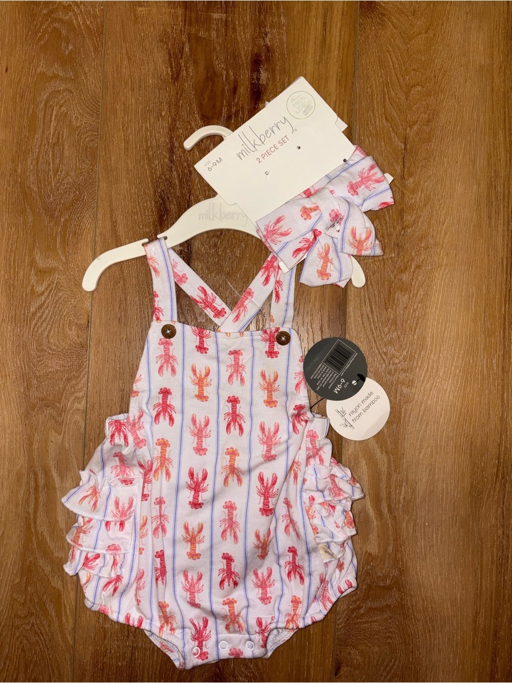 Milkberry Bamboo 6-9 Month Lobster Outfit NWT